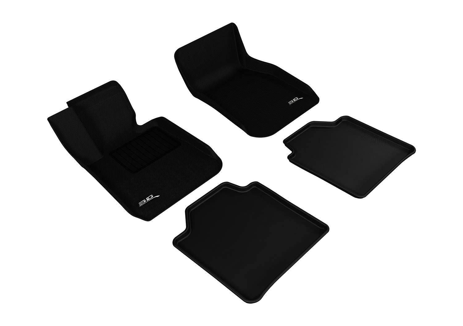 3D MAXpider Kagu Custom Fit Floor Mats (Black) Compatible with BMW 3 Series Gran Turismo 2013-2019 - Full Set
