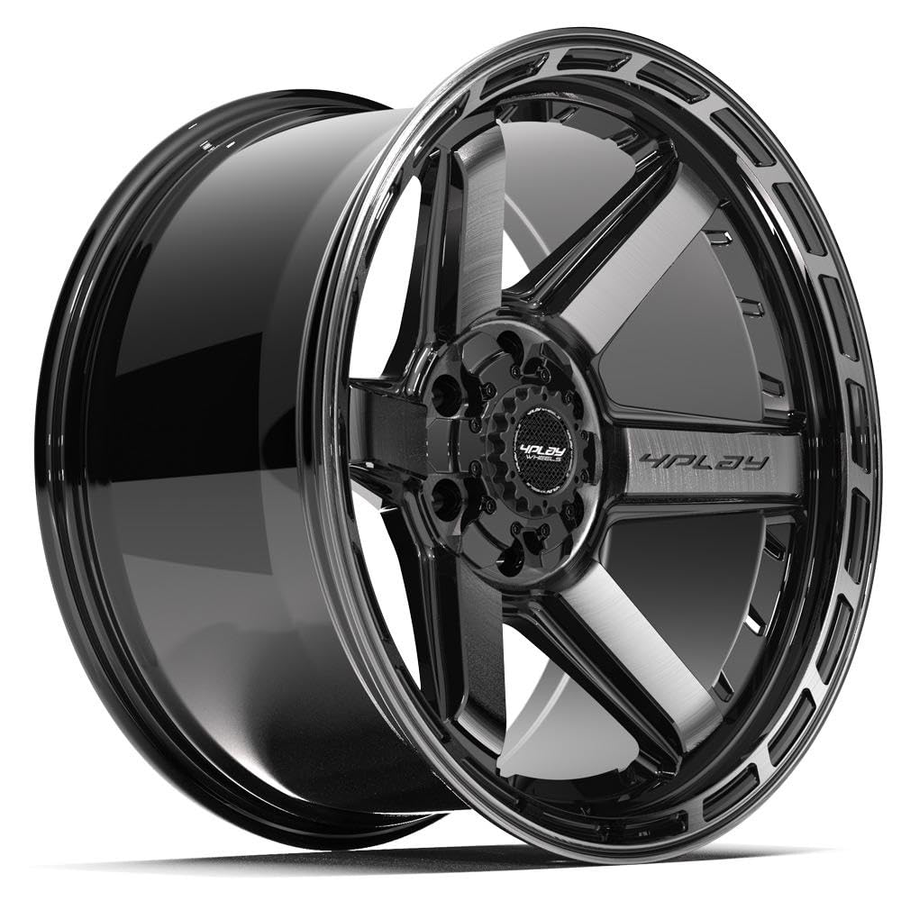 4PLAY Wheels 20 Inch Rim 4P63 Fits 6x135 & 6x139.7 20x10 Gloss Black Brushed with Tinted Clear (1)