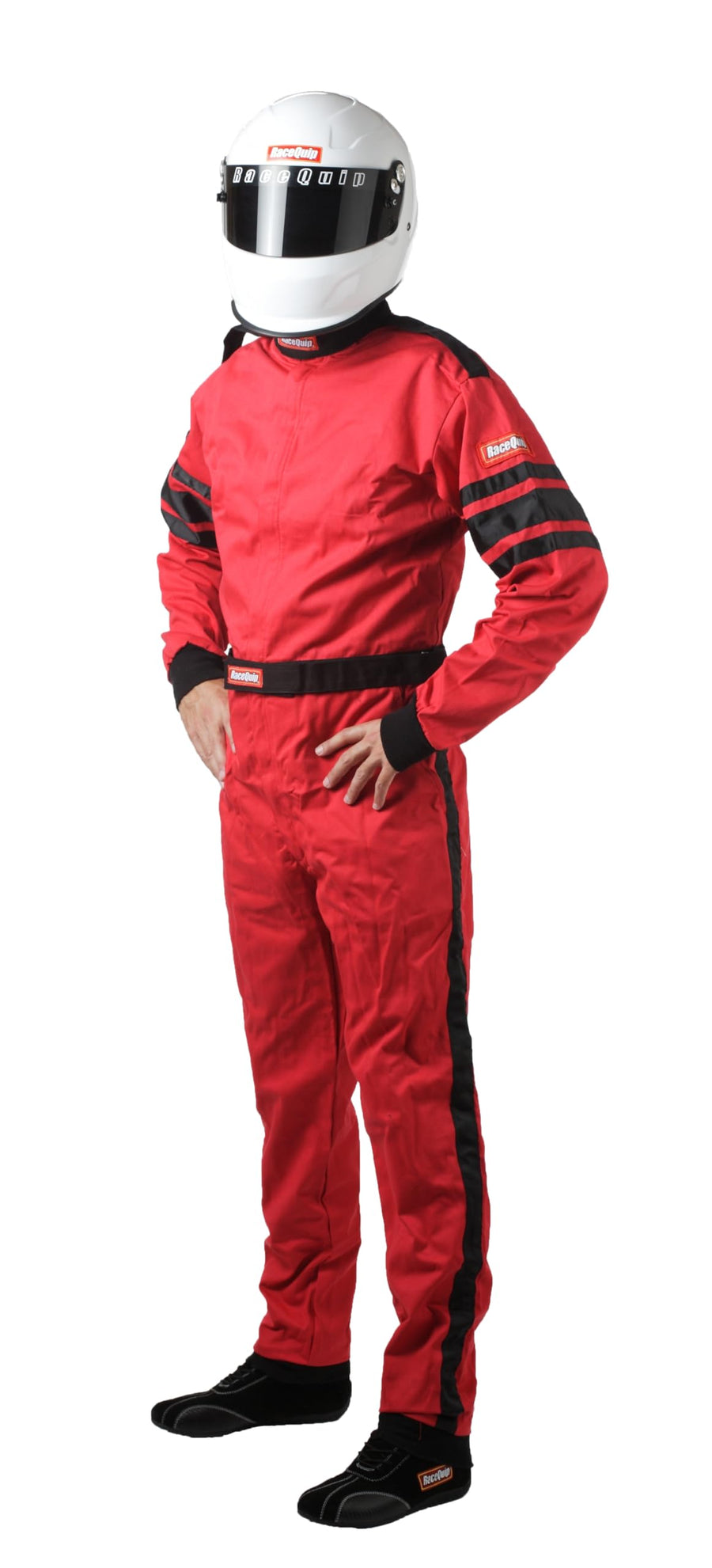 110015RQP RaceQuip 110 Series 1-Pc Driving Suit SFI 3.2A/1 Red/Black Stripe Large