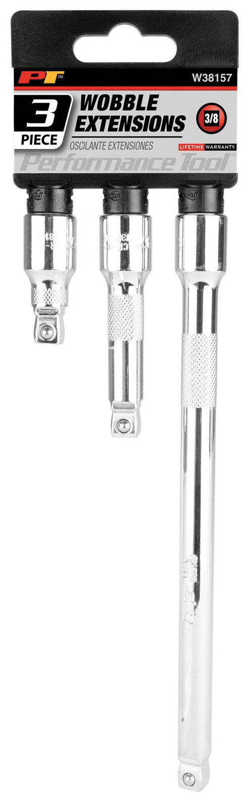 W38157 Performance Tool 3 Piece 3/8 Drive Wobble Extension Set (1-3/4, 3 ,8)