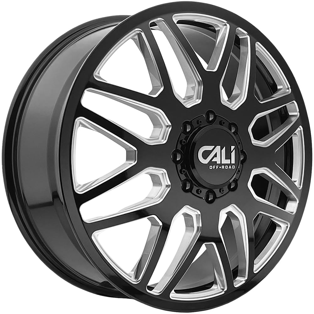 CALI 9115D INVADER DUALLY GLOSS BLACK/MILLED SPOKES 24X8.25 8-165.1 115MM 121.3MM