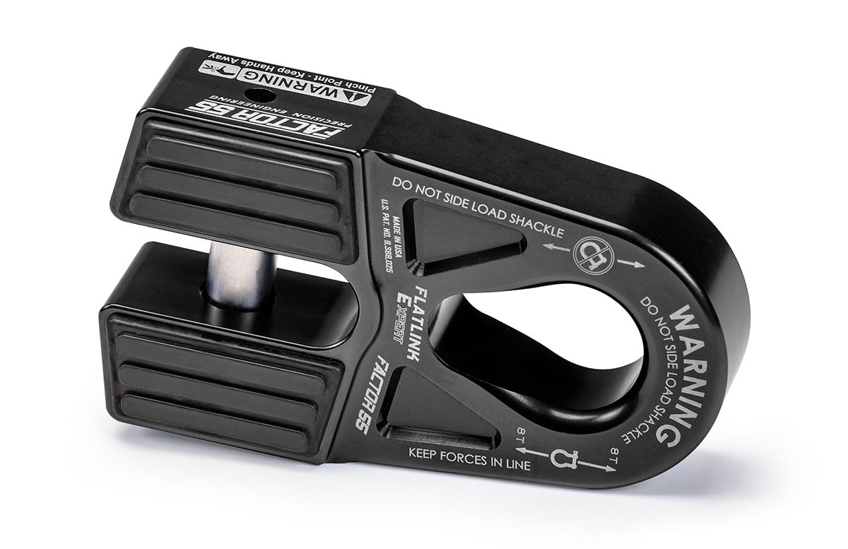 Flatlink E (Expert) Factor 55 00080-04 Replaces Conventional Winch Hook with a Stronger Shackle/D Ring Mount Maximum Load 16,000 lb Ultimate Failure Greater Than 40,000 lb – Black