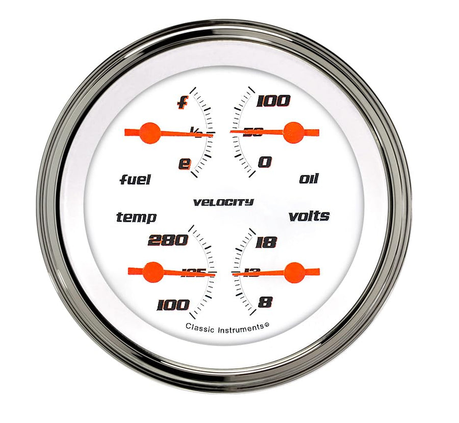 Velocity Classic Instruments 3In Quad Gauge VS77WSLF 0-30 White