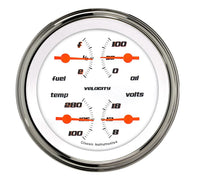 Velocity Classic Instruments 3In Quad Gauge VS77WSLF 0-30 White