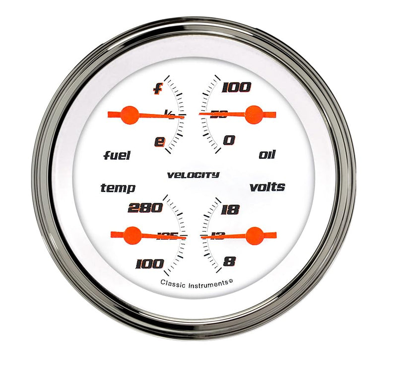 Velocity Classic Instruments 3In Quad Gauge VS77WSLF 0-30 White