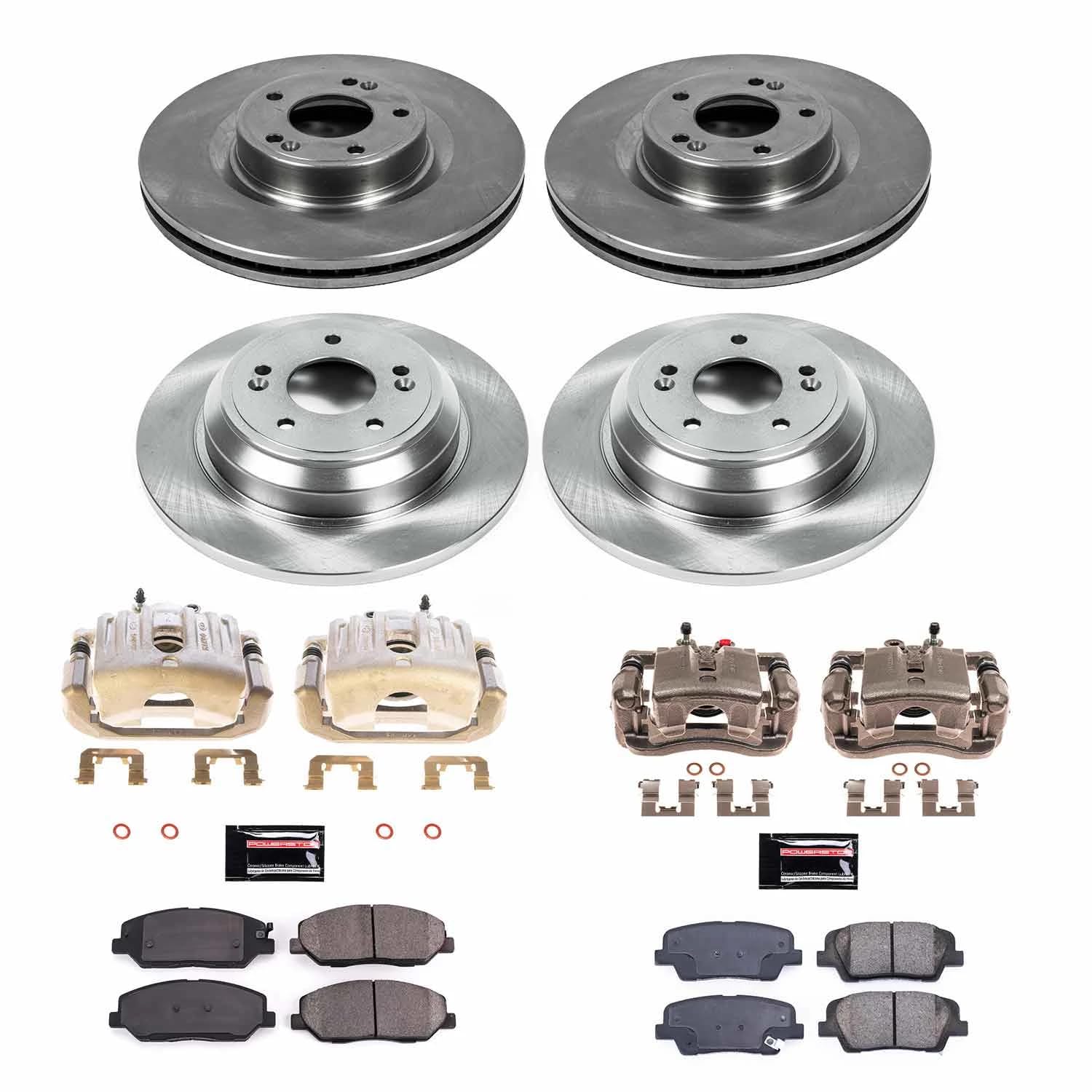 Power Stop KCOE5922 Front and Rear Brake Caliper Kit- Brake Rotors, Brake Pads & Calipers For Hyundai Genesis 2009 [Model Specific]