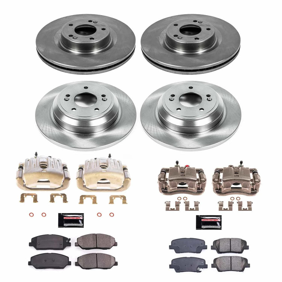 Power Stop KCOE5922 Front and Rear Brake Caliper Kit- Brake Rotors, Brake Pads & Calipers For Hyundai Genesis 2009 [Model Specific]