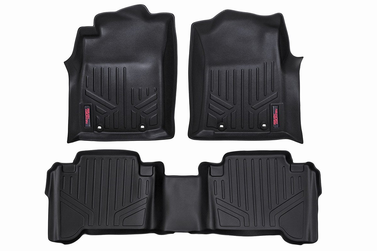 Rough Country Floor Mats All Weather for Toyota Tacoma Double-Cab (2012-2015) - Non-Slip Waterproof Flexible Floor Mat, Front & Rear Set