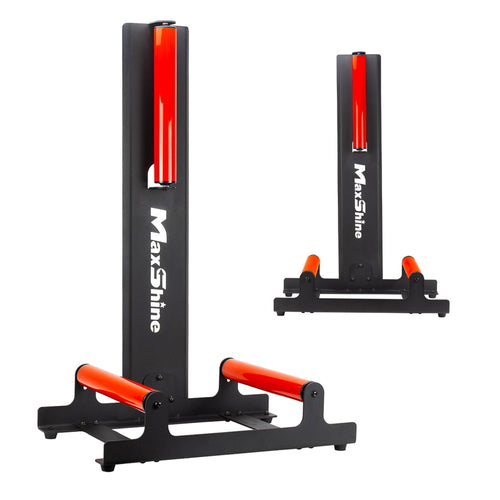 Maxshine Red Universal Wheel & Rim Detailing Rolling Stand | 360° Rotating Tire Stand for Wheel Wash, Ceramic Coating & Tire Shine | Heavy-Duty Rim Roller Stand for Professional Auto Detailing