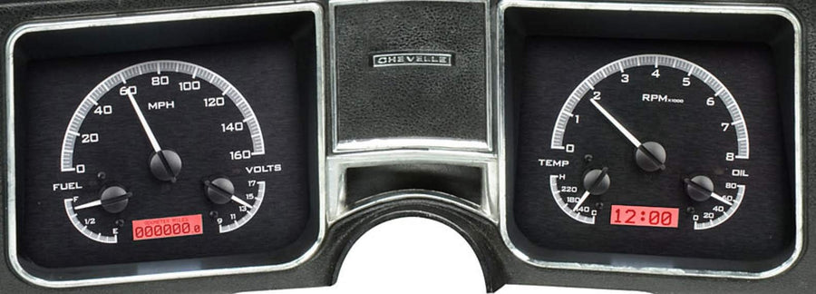 68 Chevy Chevelle Dakota Digital El Camino Analog Dash Gauges Black Alloy Red VHX-68C-CVL-K-R