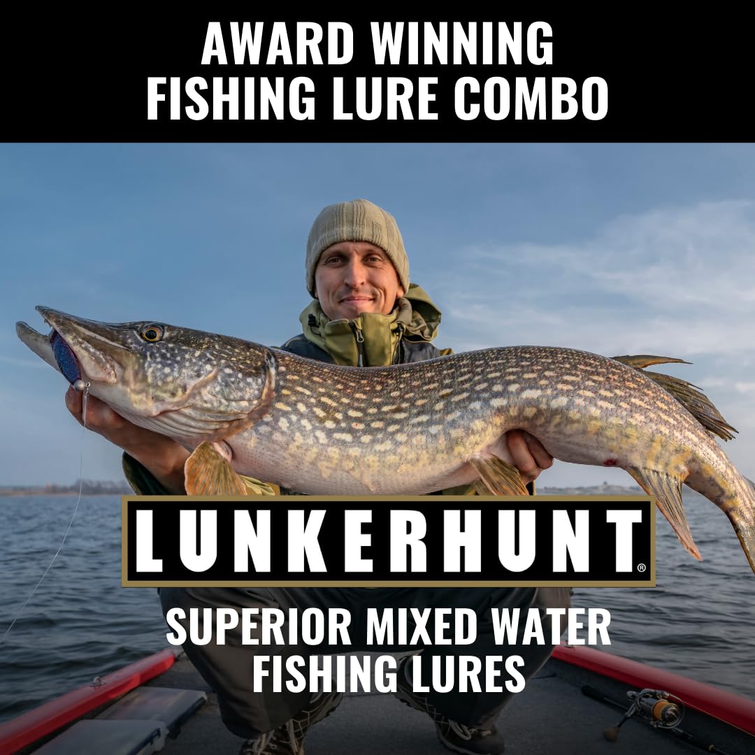 Mixed Water LUNKERHUNT Crankbaits – 4-Pack | Premium Hard Bait Fishing Lures for Bass, Walleye & Saltwater | Ideal for Deep Water Action