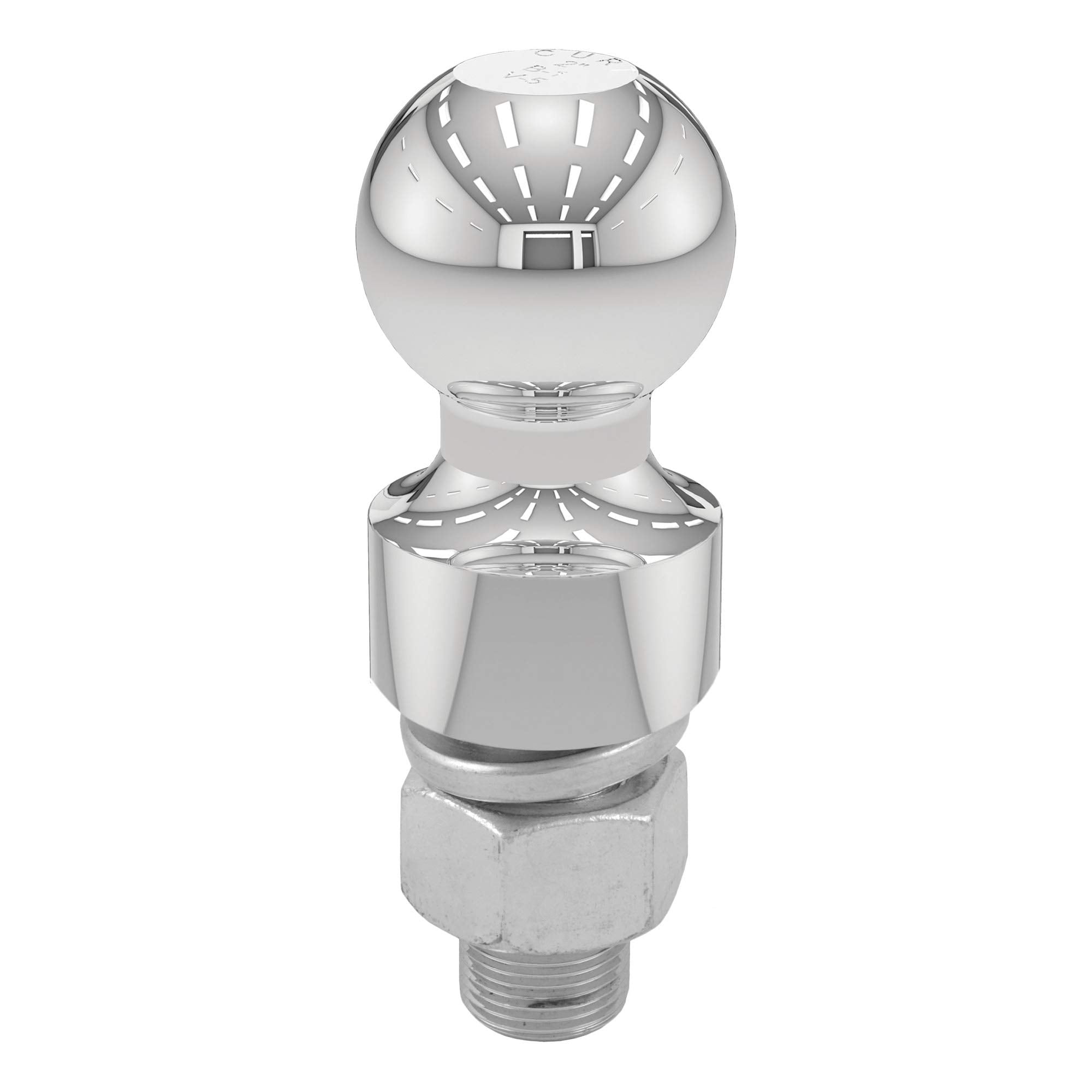 CURT Chrome Trailer Hitch Ball 40033, 6,000 lbs, 1-Inch Rise, 2-Inch Diameter, 1 x 2-1/8-Inch Shank
