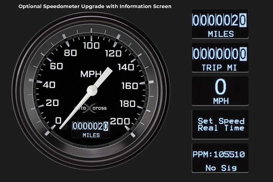 AX04GBLF Classic Instruments Autocross Gray 3 3/8" Speedo/2 Dual Gauges - GM