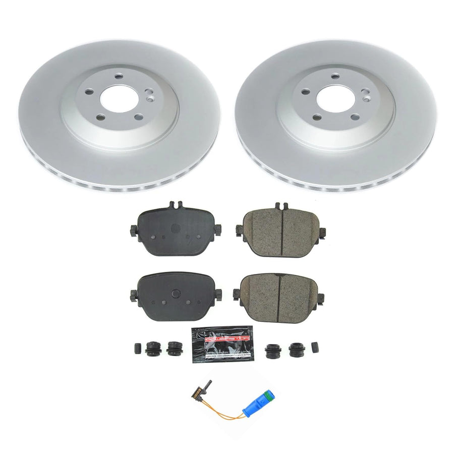 Power Stop Z17 Rear Coated Rotor Kit-Coated Brake Rotors, Ceramic Brake Pads For CLS450, CLS53 AMG, E, E43 AMG, E450, E53 AMG [Model Specific]