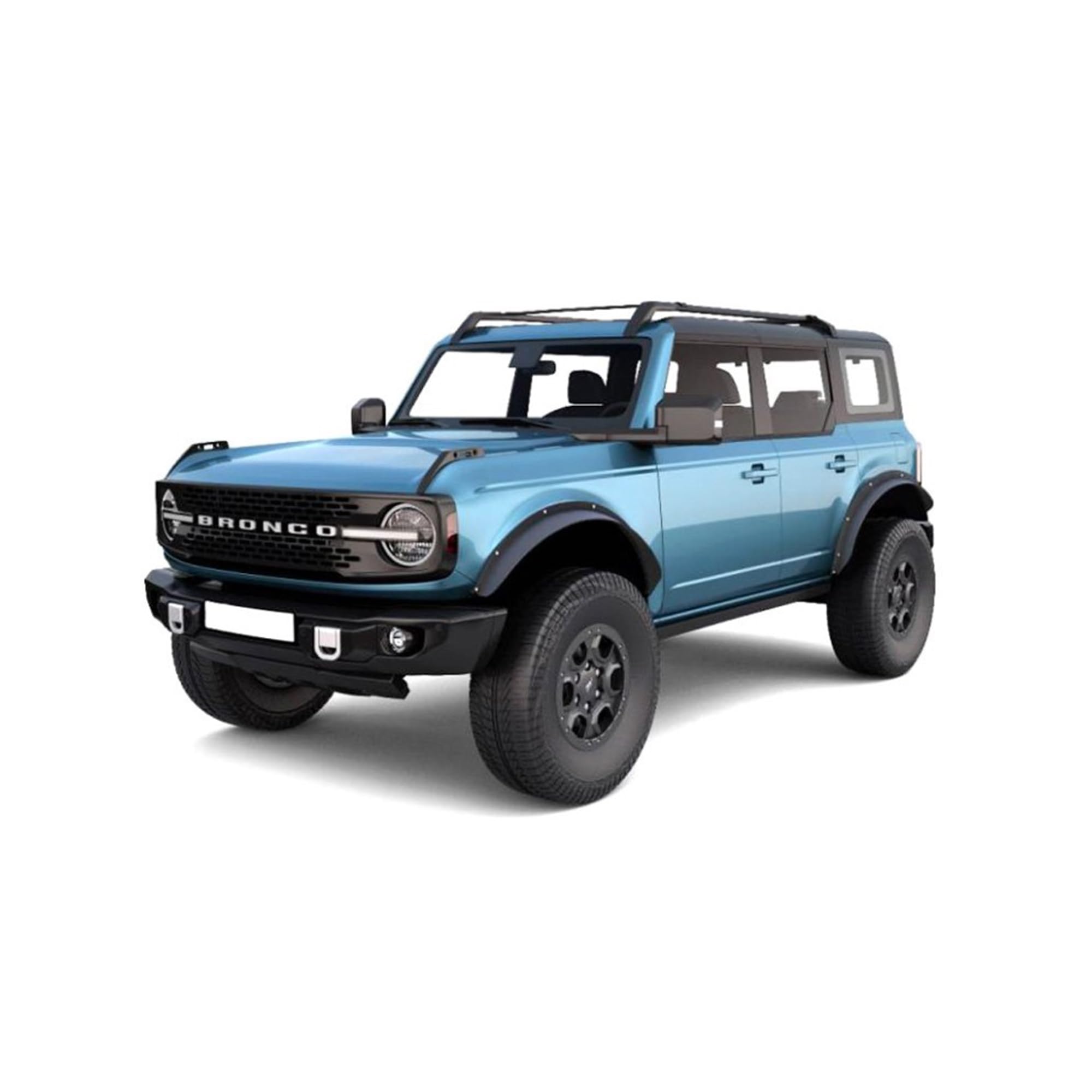 Fender Flares Black Horse Smooth Pocket Style Black Compatible with 2021-2023 Ford Bronco Sport-FF-FBS21SM