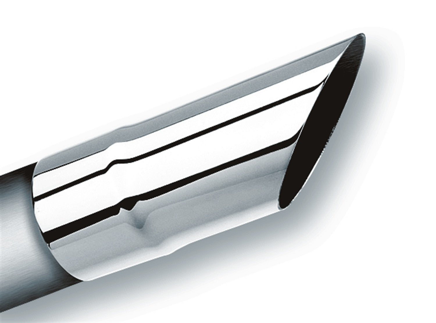 BORLA Exhaust Tip 2.25" Inlet - 2.25" Single Round Straight-Edge Angle-Cut Outlet - 6" Long. Set Screw Mounting Method. Set Screw Included 20106