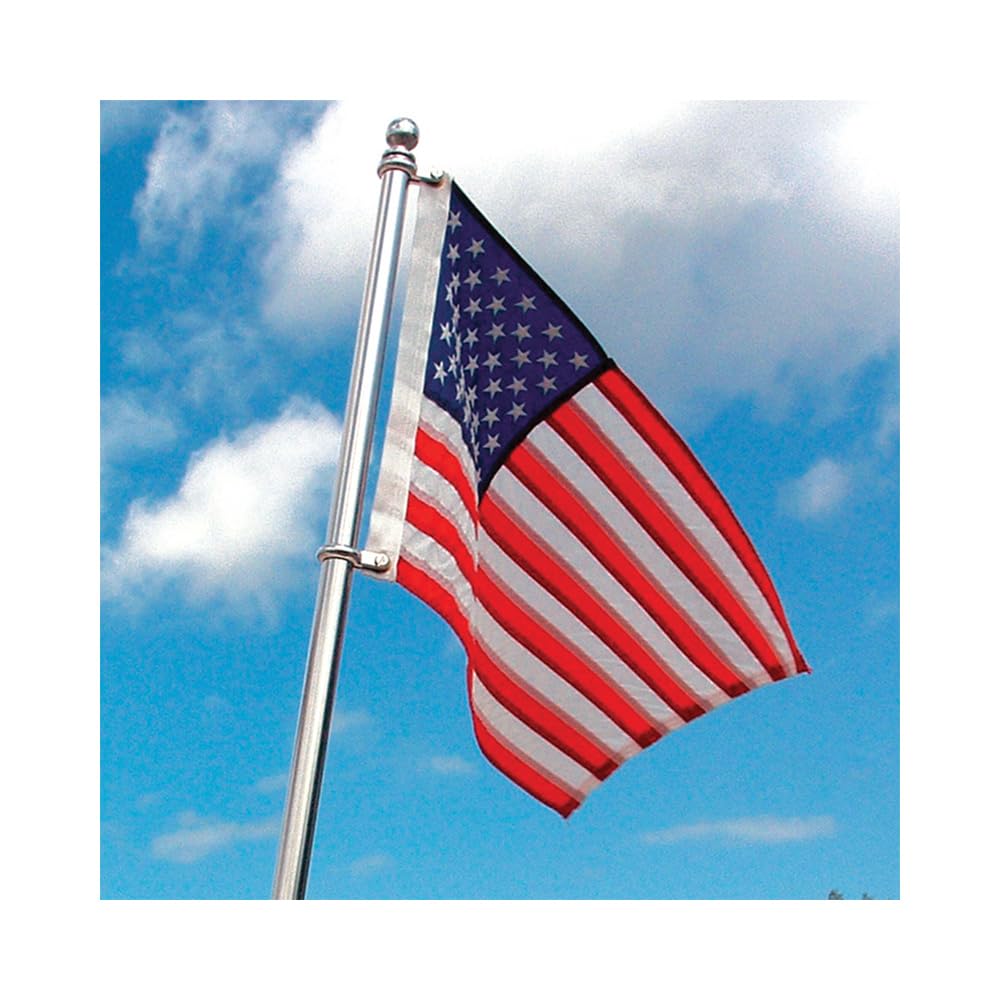 Stainless Steel TAYLOR MADE PRODUCTS Flag Pole Kit - 48" - 304 Stainless Steel - Adjustable Clips for a Secure Fit - Mounting Base and Hardware Included - 2020109081