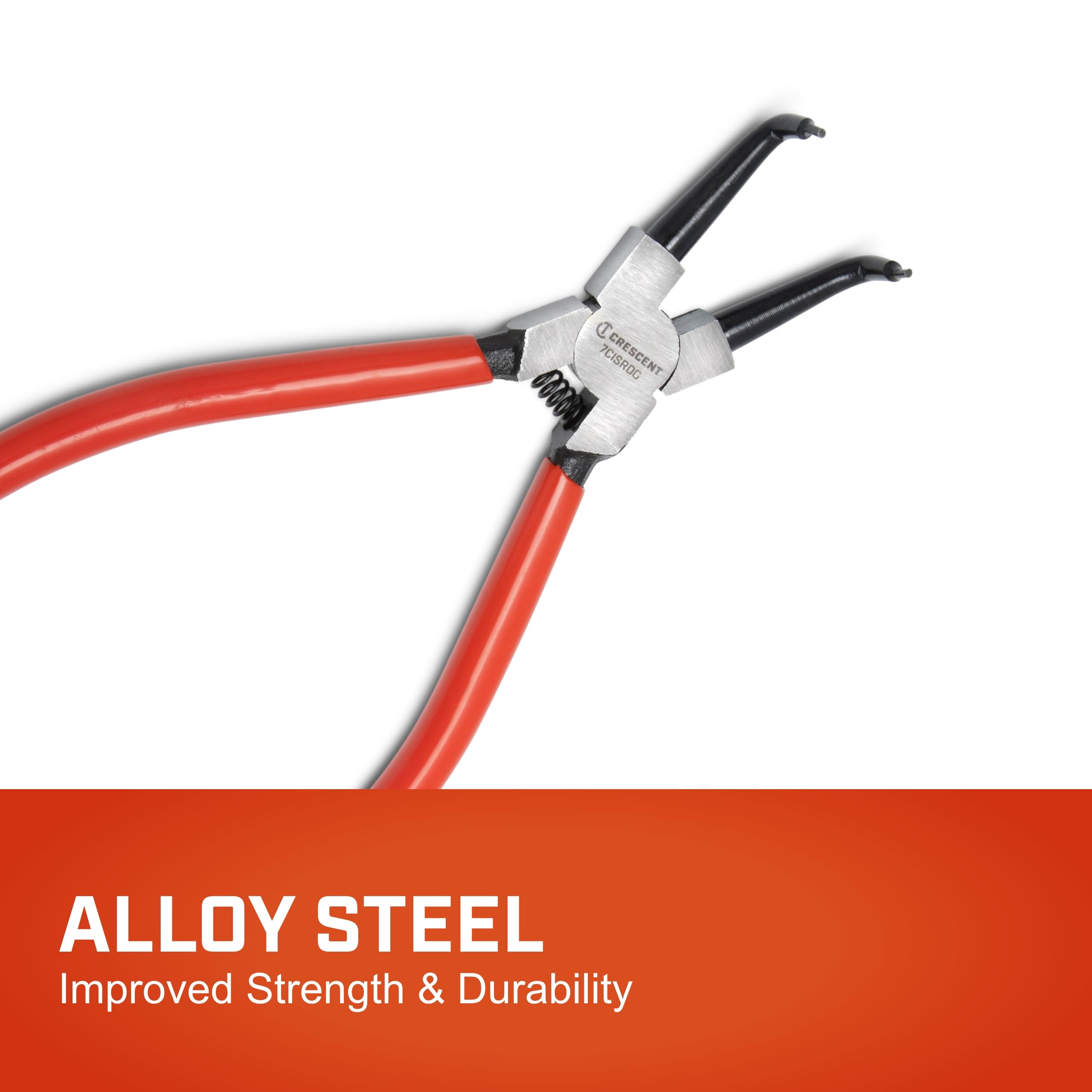 Crescent 90-Degrees Snap Ring Internal Pliers - Heavy Duty Mechanic Tool for Removal - Curved Tips - 7" - 7CISRDG