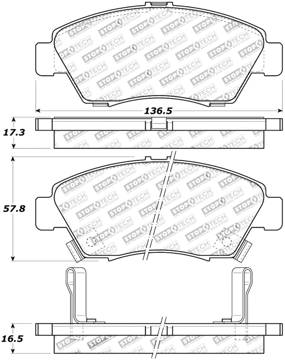 Front StopTech 308.06210 Brake Pads with Shims and Hardware Street