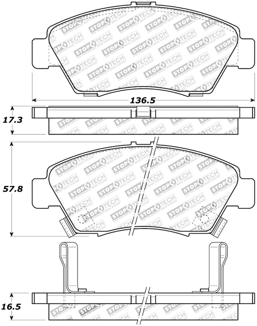 Front StopTech 308.06210 Brake Pads with Shims and Hardware Street