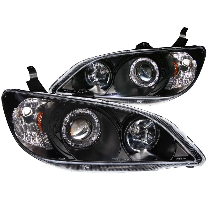 Projector Headlight Set ANZO USA w/LED Halo-Black 121059