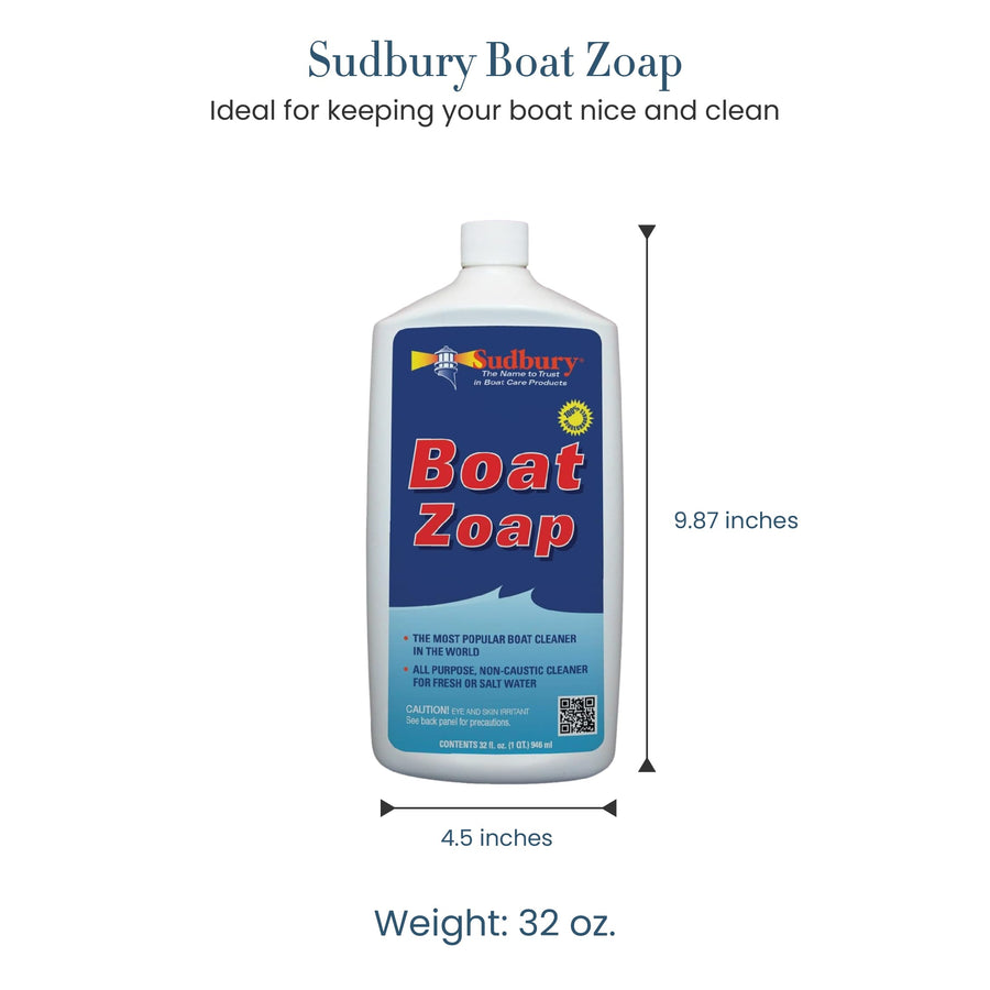 Boat Cleaner Sudbury Zoap, Multi-Purpose Boat Soap, Essential Boat Accessories, 32 oz.