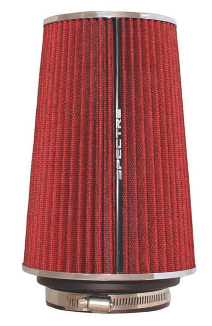 SPE-9732 Spectre Performance Universal Clamp-On Air Filter: Round Tapered; 3 in/3.5 in/4 in (102 mm/89 mm/76 mm) Flange ID; 8.75 in (222 mm) Height; 6 in (152 mm) Base; 4.75 in (121 mm) Top,Red