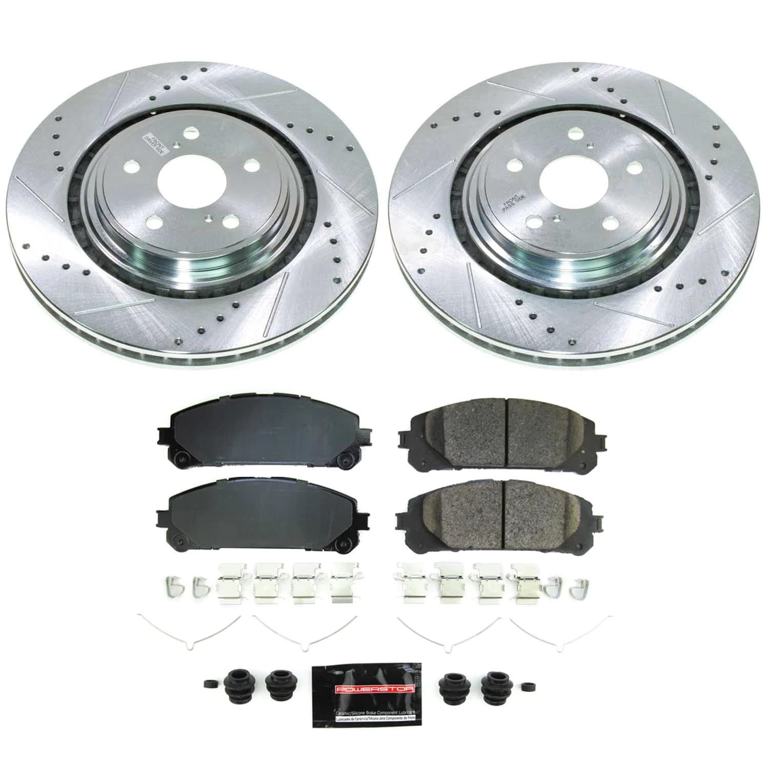 Power Stop K8753 Z23 Carbon-Fiber Ceramic Brake Pads and Drilled and Slotted Rotors Brake Kit For Toyota Highlander 2020-2022 [Application Specific]