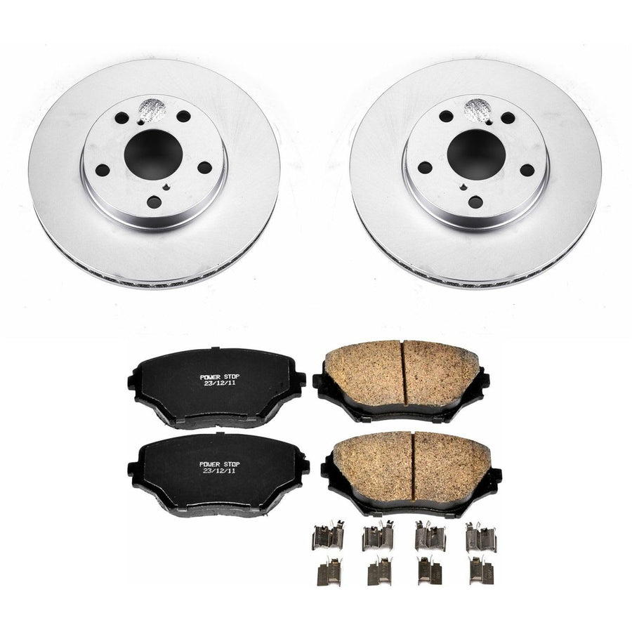 Coated Brake Rotor & Ceramic Brake Pads Power Stop CRK2419 - front For Toyota RAV4 2001-2005 [Model Specific]