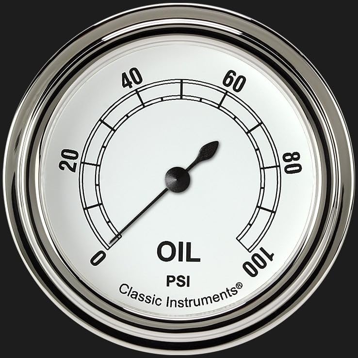 Classic Instruments Classic White CW381SLF 2 5/8" Oil Pressure Gauge 100 PSI Electric