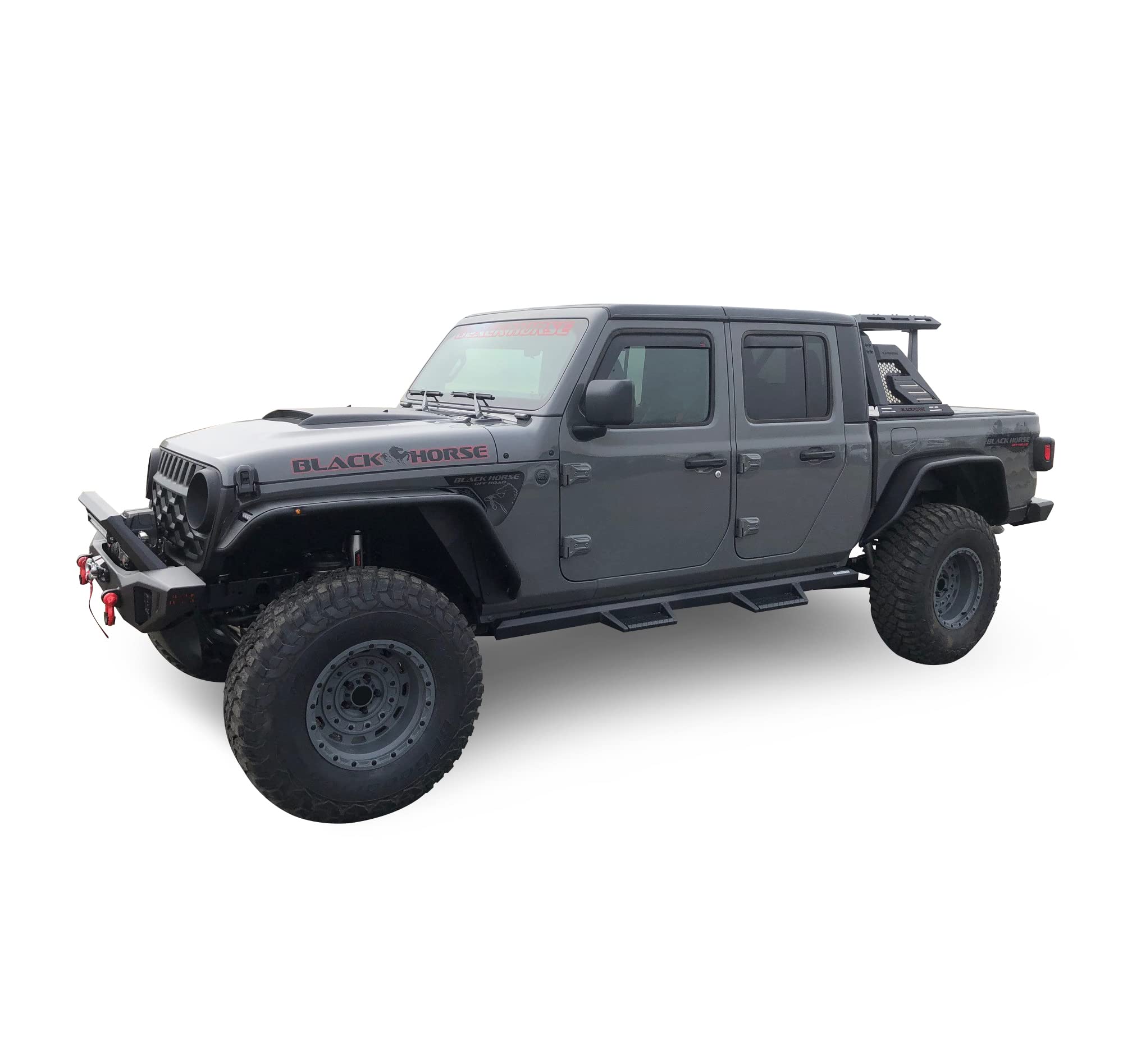 Heavy Duty Black Horse Armour Front Bumper Armour I Front Bumper Matte Black Compatible with 20-24 Gladiator (Excl.plug-in hybrid models)|18-24 Wrangler (Excl. 20-24 Rubicon Trim)-AFB-WR19