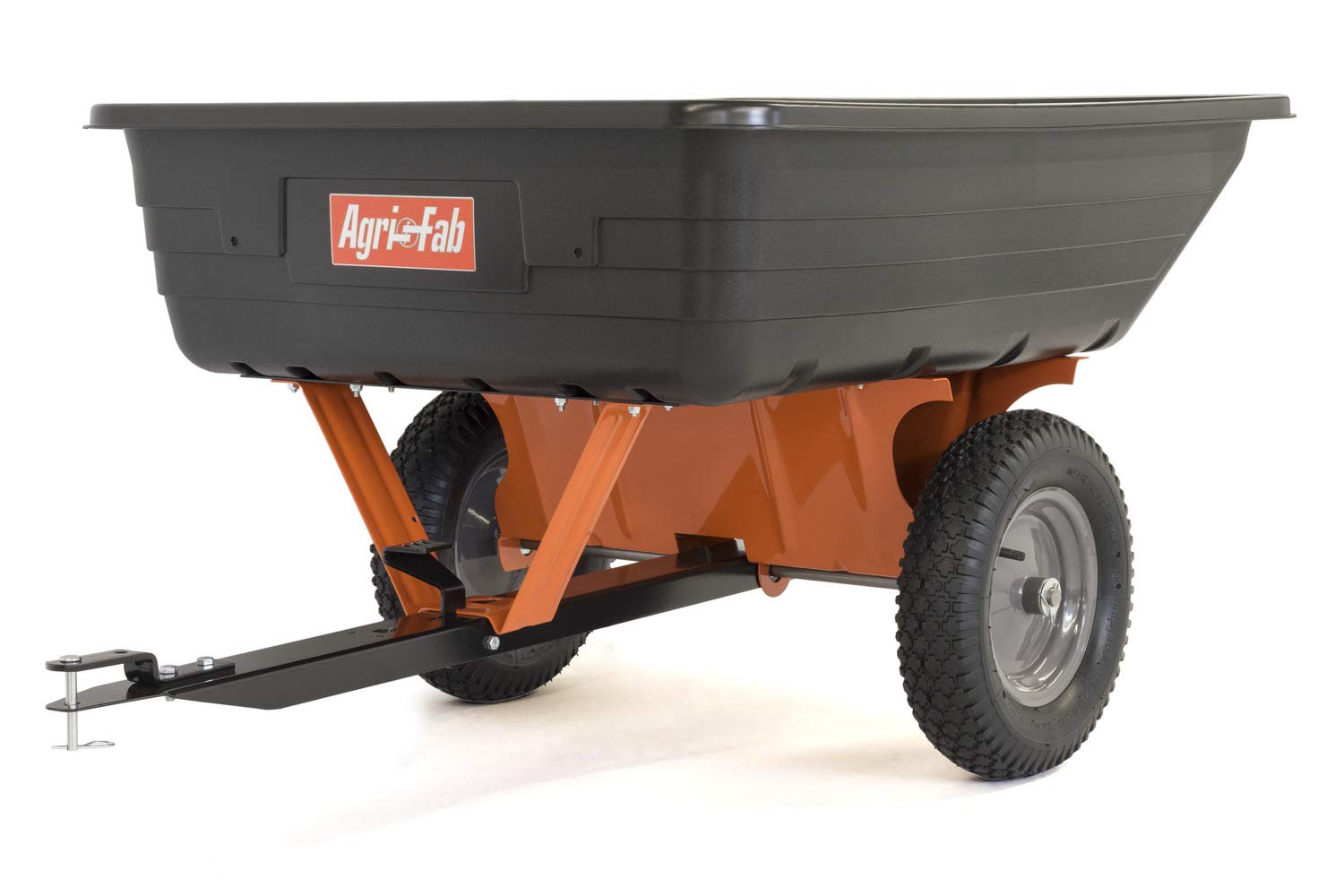 Tow Behind Agri-Fab 45-0533 650 lbs Poly Dump Cart, 10 CU. FT.; Lawn & Garden Trailer for Lawn Mowers, 16" Pneumatics Tires, Easy to Use Foot Pedal Dumping Lever