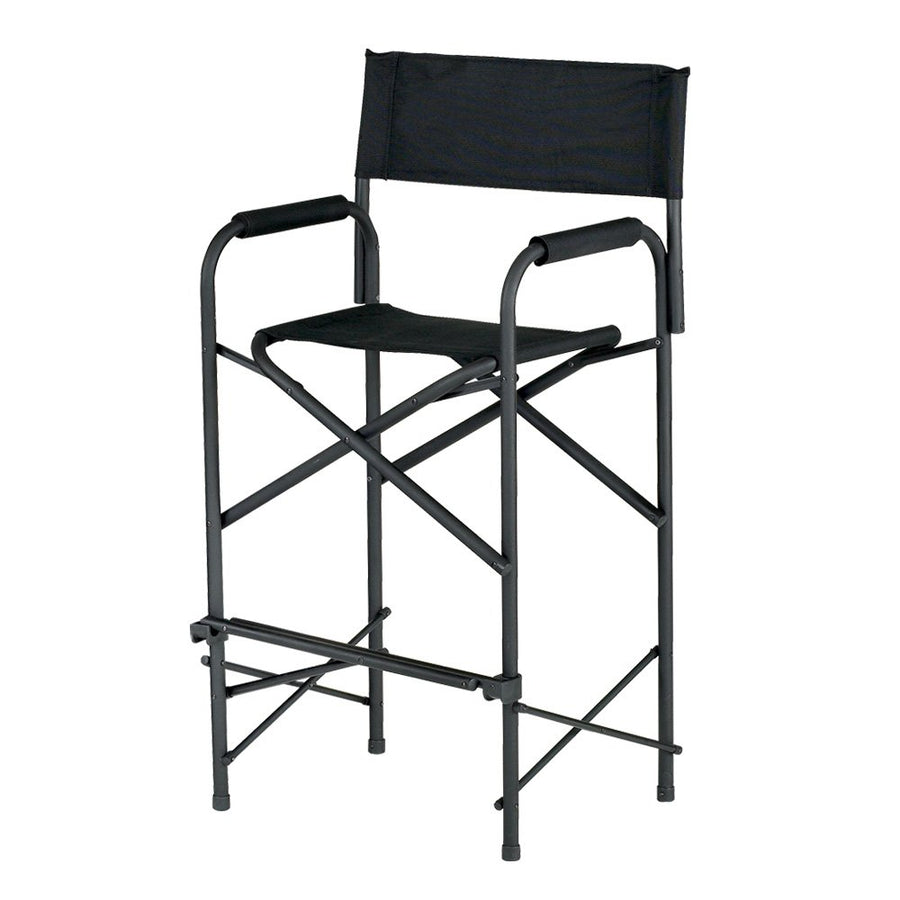 Tall E-Z UP Directors Chair, Seat 31” High, Padded Armrests and Storage Bag, Black