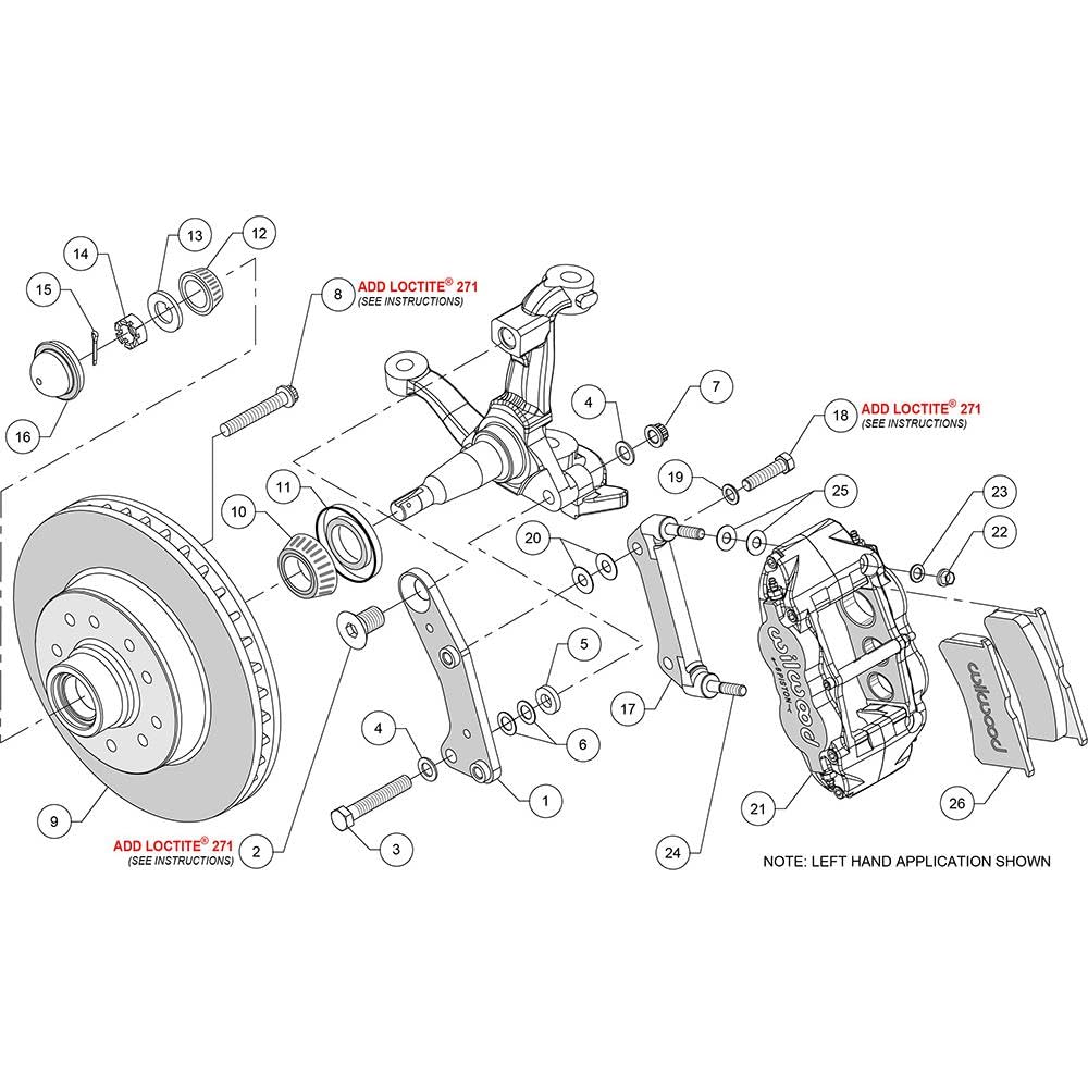 11.86" FNSL6R Front Kit, 1 PC Rotor&Hub, Red