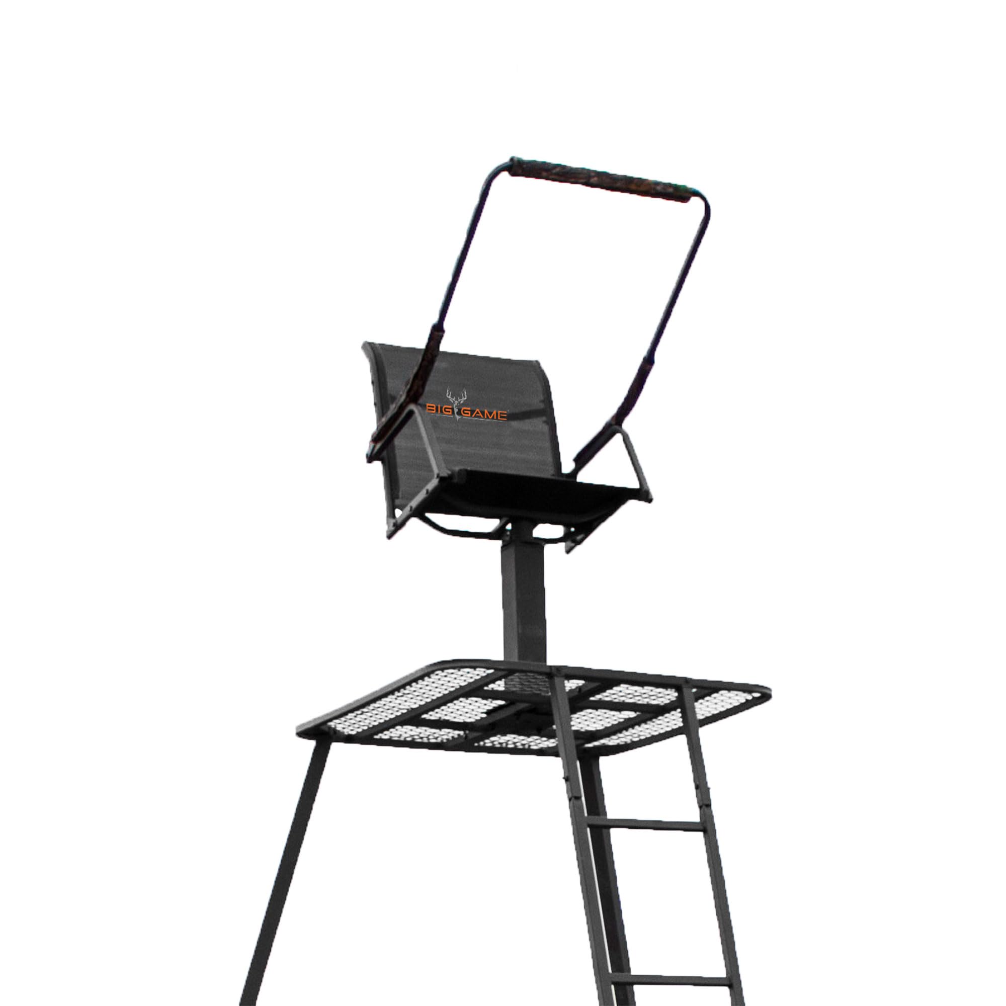 The Defender Big Game Tripod Stand, 1 Person Deer Hunting Climbing Ladder with Rotating Flex-Tek Seat and Shooting Rail, 12.5'