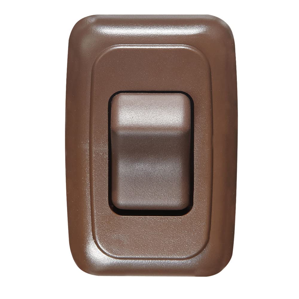 Contoured Wall Switch RV Designer S631, Includes Base and Bezel, On / Off, Single, Brown, DC Electrical