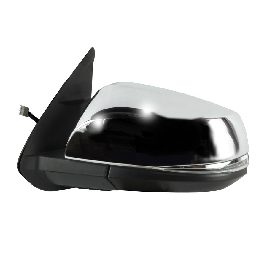 Mirror Driver Side for Toyota Tacoma, Textured Black w/Chrome Cover, w/Turn Signal, Foldaway, w/o Puddle lamp, w/o spot Mirror, w/o Blind spot Detection System, Heated Power