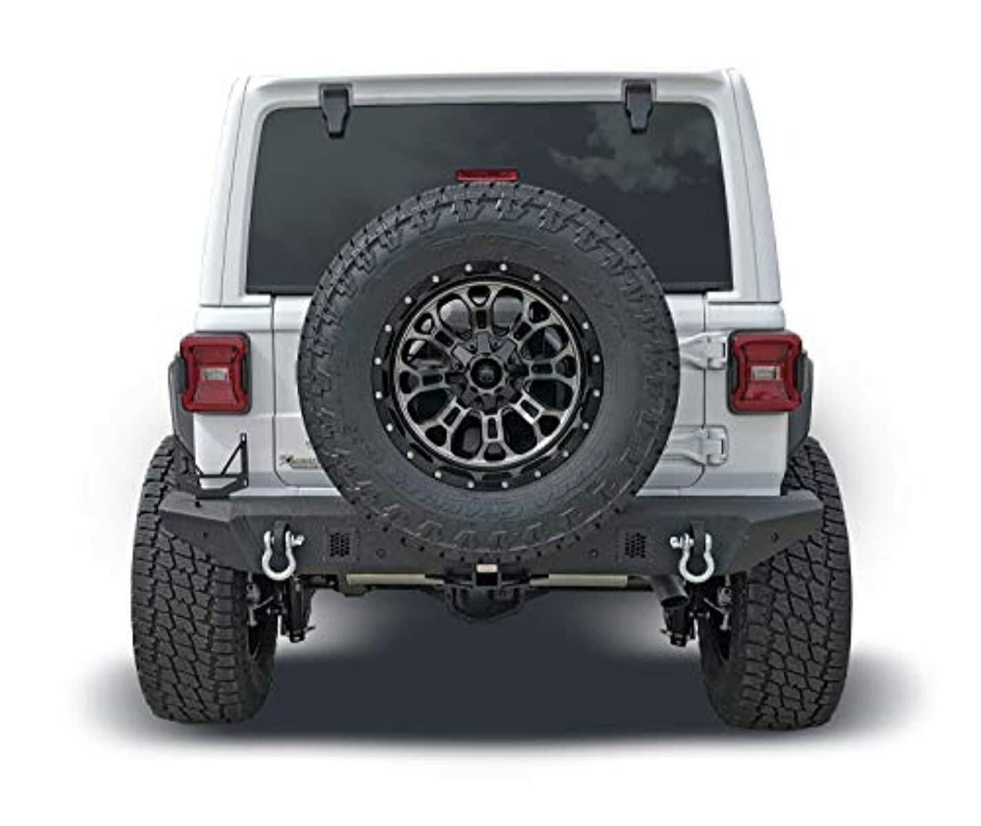Jeep Wrangler JL 2018–2025 Rear Bumper Fits One-Piece Textured Black Steel Bumper, Direct-Fit, 2 Inch Receiver, D-Ring Mounts & D-Rings, License Plate Bracket TrailFX JL06T