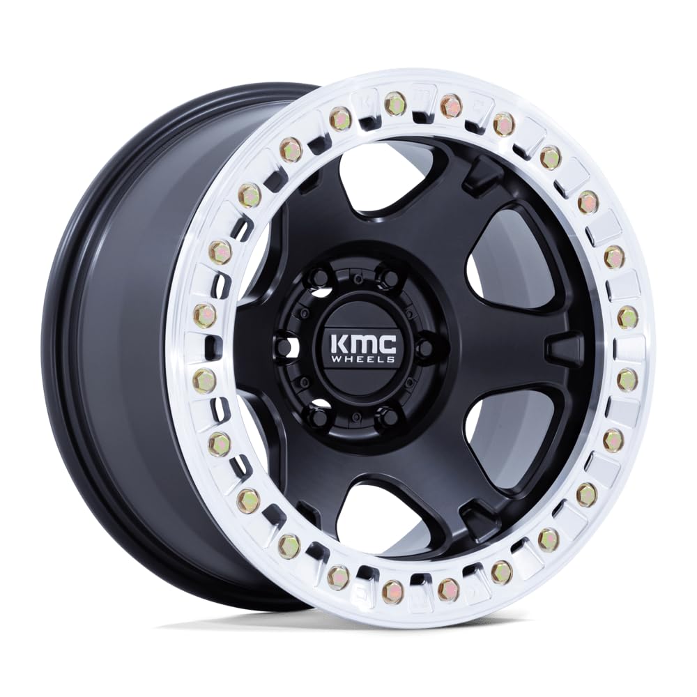 KMC 17X9 VI BEADLOCK 6X5.53.5-38mm SATIN BLACK W/MACHINED RING - KM238MD17906038N