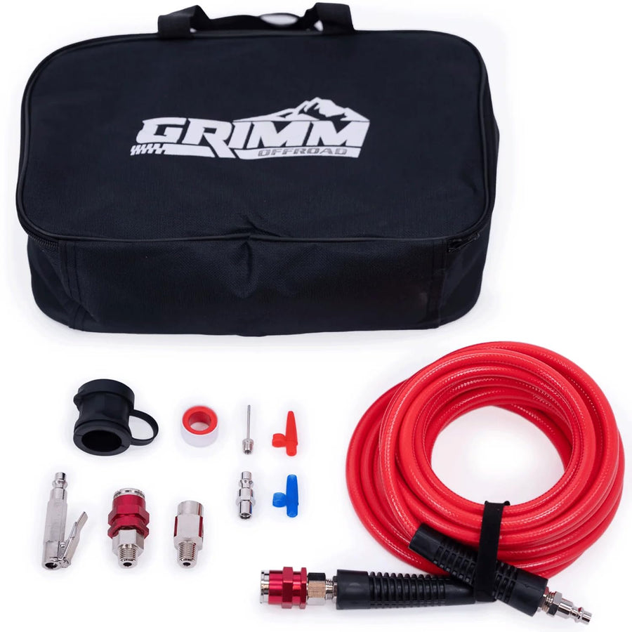 Air Compressor Hose Kit GRIMM OFFROAD w/23 Foot Hose and Carrying Bag