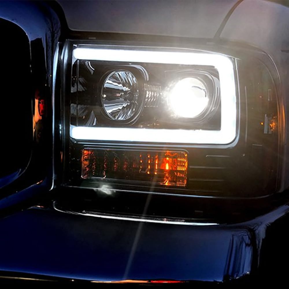 RECON - Projector Headlights Fits 1999-2004 Super Duty (F250 F350 F450 F550) OLED Halos DRL - Clear Lens