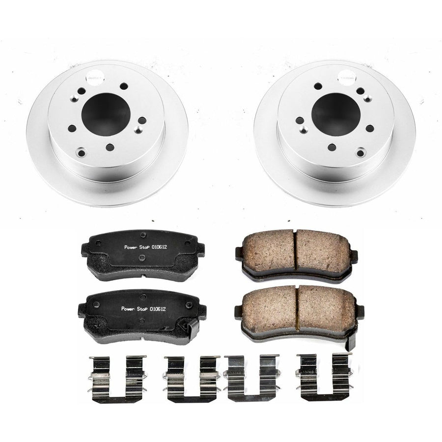 Power Stop CRK5915 Brake Rotor & Coated Ceramic Brake Pads- rear For Kia Forte 2010-2013, Kia Forte Koup 2010-2013 [Model Specific]