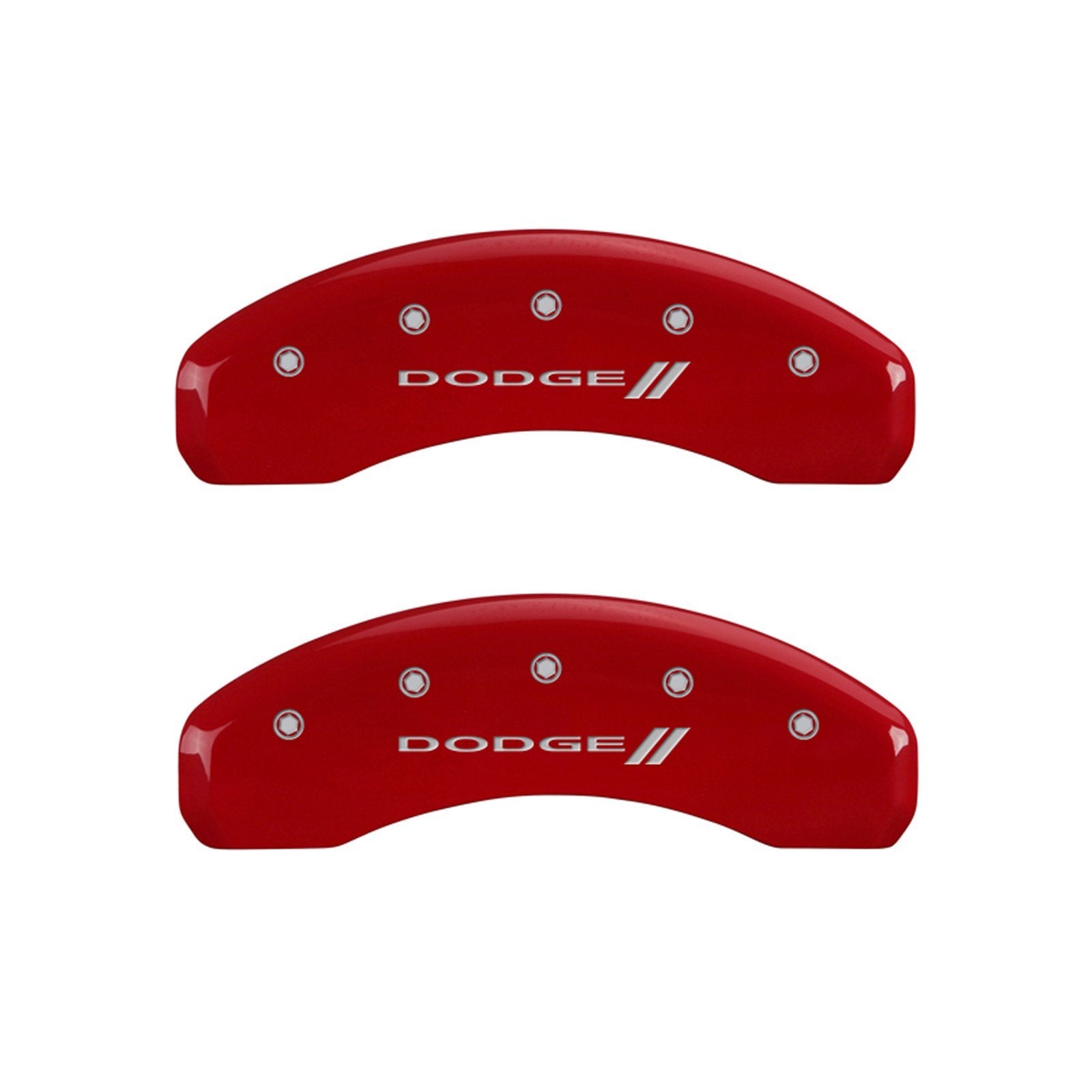 MGP Caliper Covers 'Dodge ll' Engraved Caliper Cover with Red Powder Coat Finish and Silver Characters 12088SDD3RD, (Set of 4)