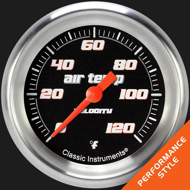 Velocity Classic Instruments Black 2 5/8" Outside Air Temperature Gauge Full Sweep VS399BAPF