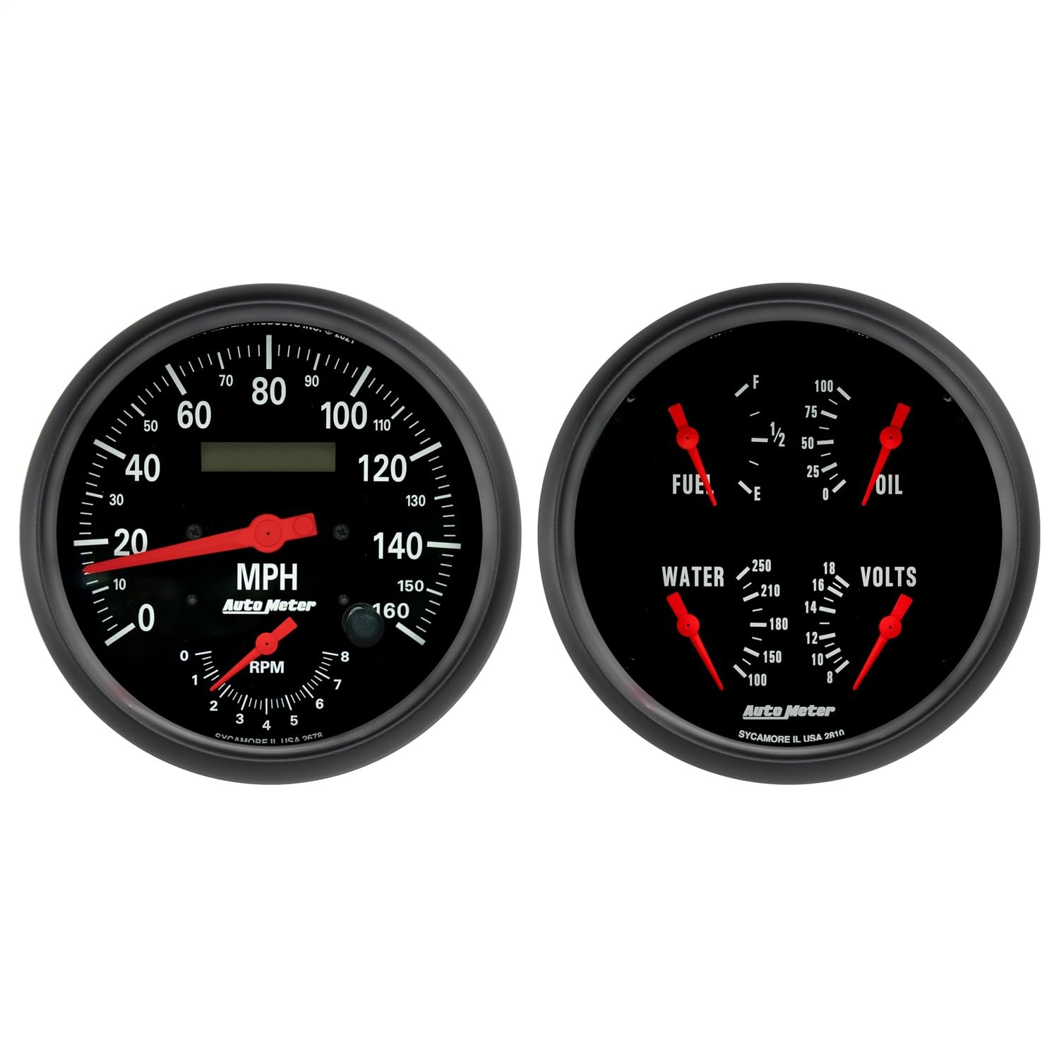 Auto Meter Gauge Kit 2602, 2 Pc., Tach/Speedo & Quad, 5", Z-Series