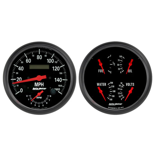 Auto Meter Gauge Kit 2602, 2 Pc., Tach/Speedo & Quad, 5", Z-Series