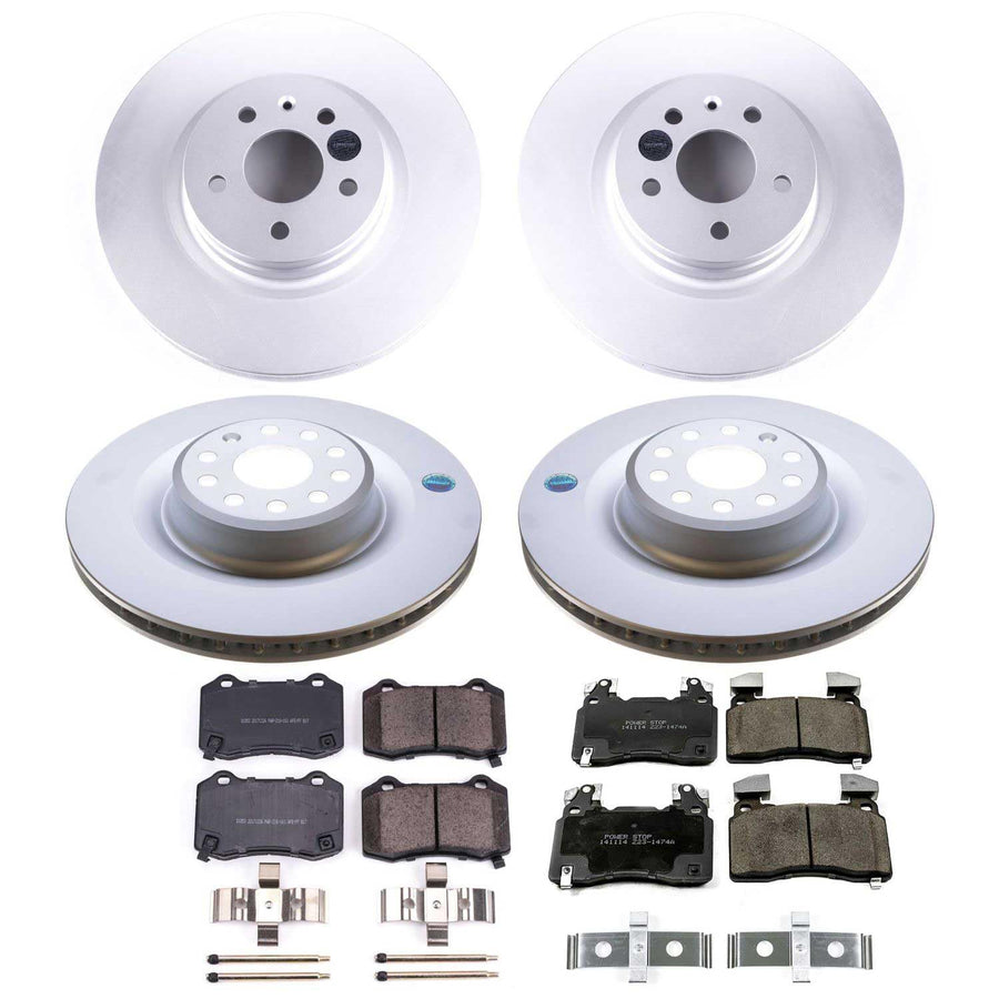 Power Stop Coated CRK6797 Brake Kit Front and Rear - Coated Brake Rotors & Z17 Ceramic Brake Pads For Tesla S 2012-2021 | Tesla X 2016-2021 [Vehicle Specific]