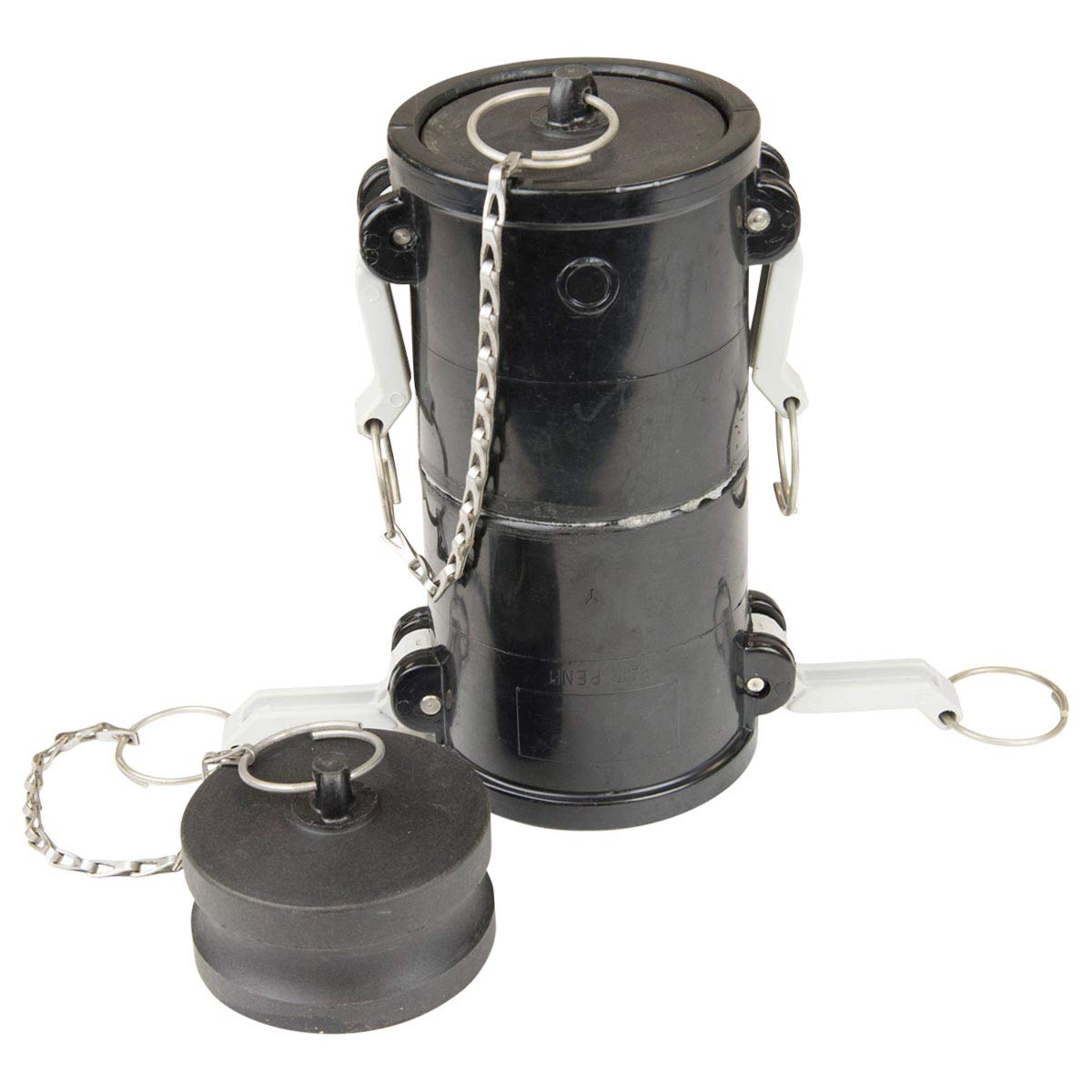Lippert Double Cam Lock Female Fitting — Extend Your Sewer Hose Easily - Reliable, Leak-Free Seal - Includes Two Fittings with Chain and Plug - Compatible with Waste Master System — 363201