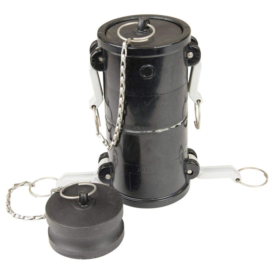 Lippert Double Cam Lock Female Fitting — Extend Your Sewer Hose Easily - Reliable, Leak-Free Seal - Includes Two Fittings with Chain and Plug - Compatible with Waste Master System — 363201