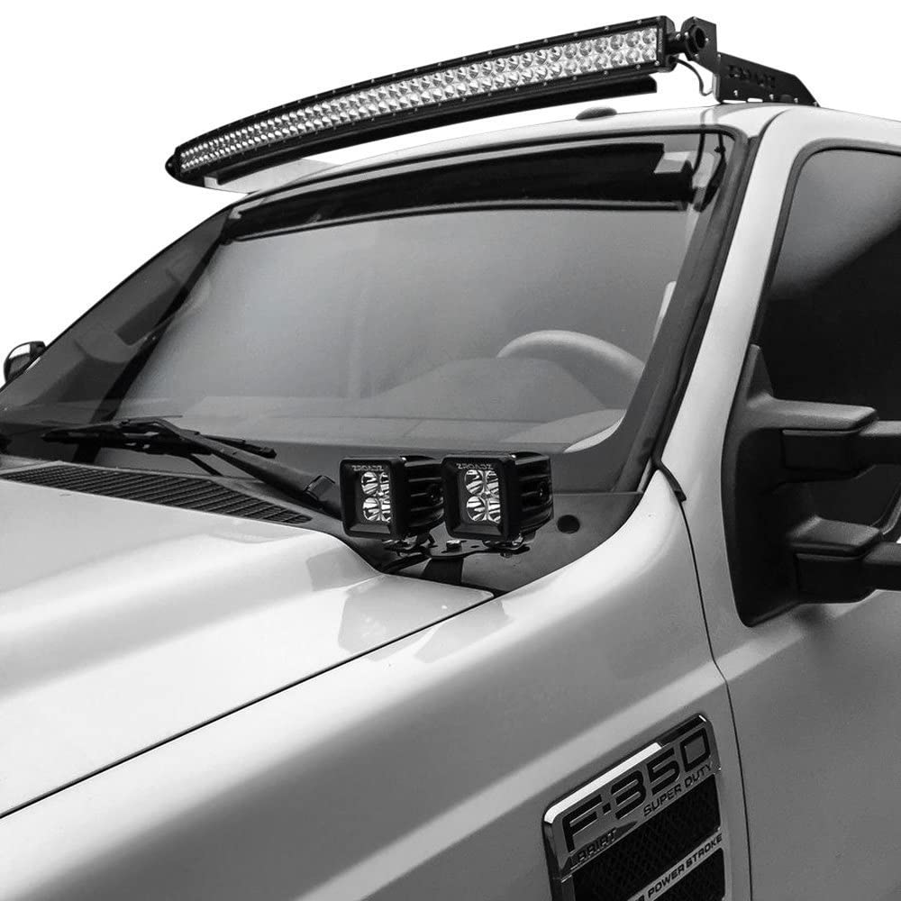ZROADZ LED Bar Kit Front Roof Mounted - Compatible w/ 1999-2016 ALL Ford F-250, F-350, F-450, F-550 Complete Kit with Mounting Brackets, 52" Curved Zroadz Led bar & Wiring Harness- PN #Z335461-KIT-C